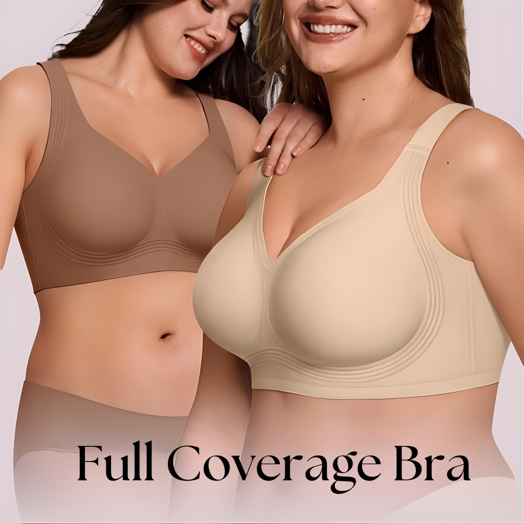 Reggiseno wireless da donna con supporto a 4 strati in gelatina | Copertura completa, coppe leggermente imbottite | S-4XL | Nero, Nude, Beige