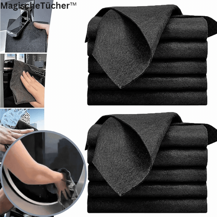 Chiffons microfibres pour verre, miroir &amp; acier inoxydable | Sans traces &amp; sans peluches sans produits chimiques | Lot de 10, 30×30 cm, lavable jusqu’à 60 °C
