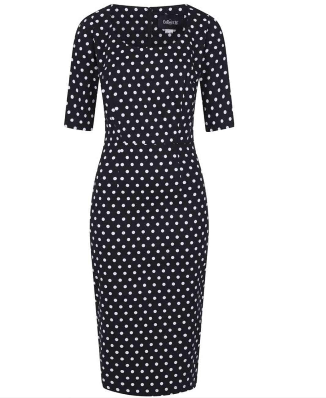 Damen Bleistiftkleid | Figurbetontes Midikleid mit Polka-Dot-Muster, halblangen Ärmeln und klassischem Vintage-Stil für Büro und Alltag