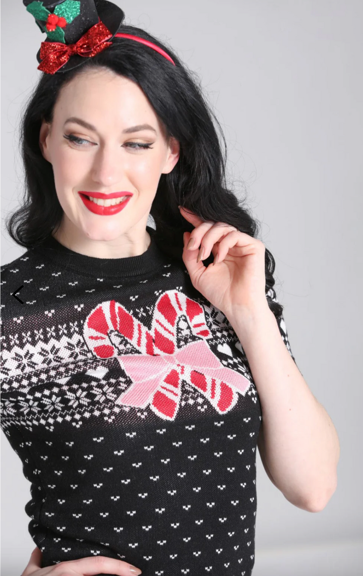 Damen Weihnachtspullover | Retro Strickpullover mit Zuckerstangenmotiv, klassischem Norwegermuster und Rundhalsausschnitt für die Winterzeit