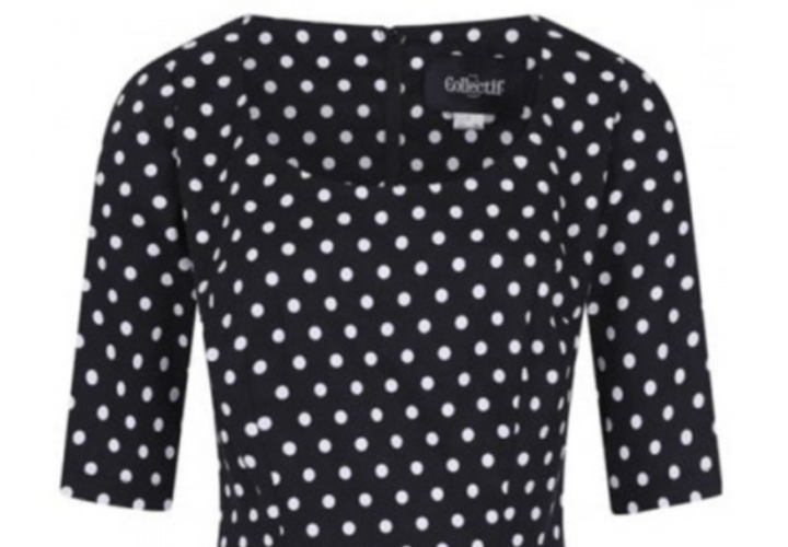 Damen Bleistiftkleid | Figurbetontes Midikleid mit Polka-Dot-Muster, halblangen Ärmeln und klassischem Vintage-Stil für Büro und Alltag
