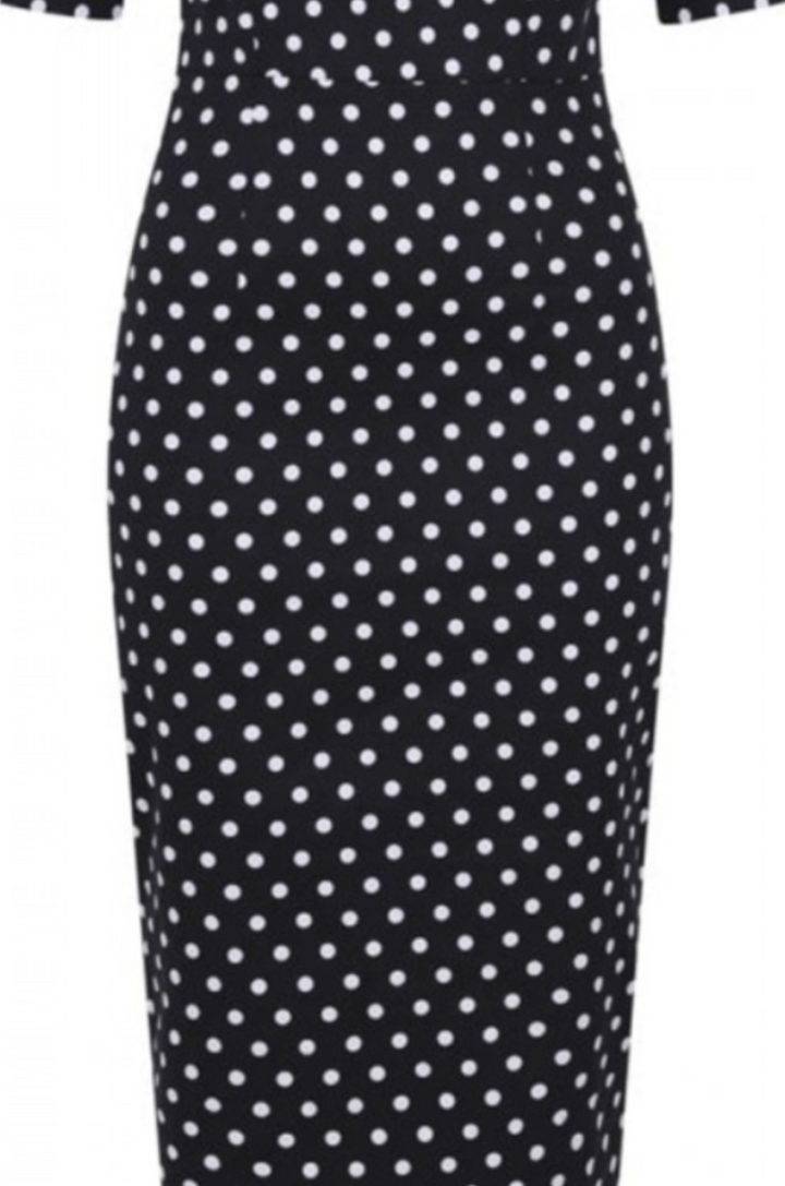 Damen Bleistiftkleid | Figurbetontes Midikleid mit Polka-Dot-Muster, halblangen Ärmeln und klassischem Vintage-Stil für Büro und Alltag