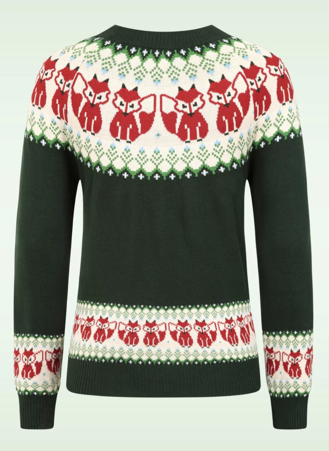 Damen Strickpullover | Warmer Fair-Isle-Pullover mit Fuchsmuster, Rundhalsausschnitt und gerippten Bündchen für Herbst und Winter