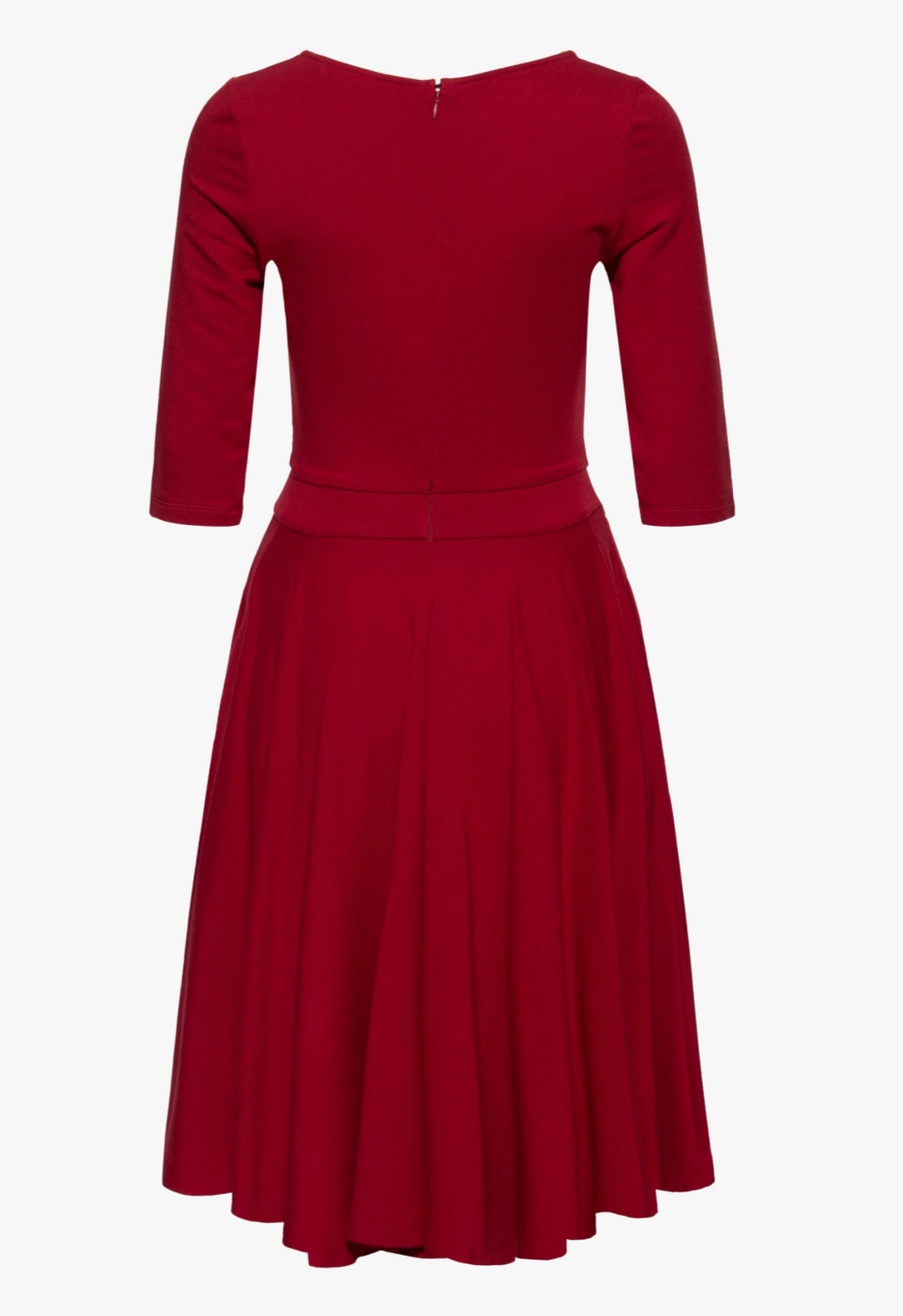 Damen Swingkleid | Figurbetontes Retro-Kleid mit Raffungen am Ausschnitt, Zierknöpfen, breitem Taillenbund und schwingendem Rock