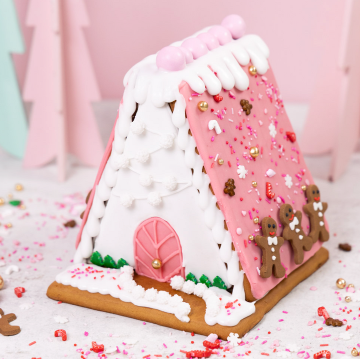 Lebkuchenhaus Backset mit fertigen Lebkuchenteilen | Weihnachts Bauset mit bunten Streuseln, Zuckerdekoration und Spritzbeuteln