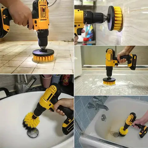 Reinigungsbürsten-Set für Bohrmaschine | Bürstenaufsätze für Fliesen, Fugen, Bad &amp; Küche | Tiefenreinigung ohne Schrubben | 3–7-teilig