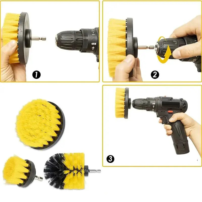 Reinigungsbürsten-Set für Bohrmaschine | Bürstenaufsätze für Fliesen, Fugen, Bad &amp; Küche | Tiefenreinigung ohne Schrubben | 3–7-teilig