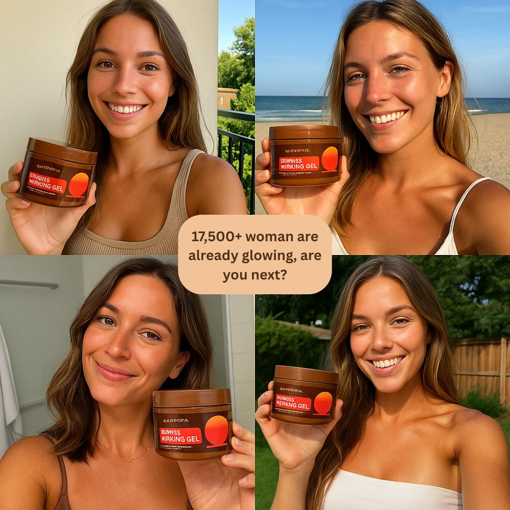 Tanning booster gel with gold shimmer | Instant color boost + nourishing plant oils | Vegan, sulfate/paraben-free | For all skin tones
