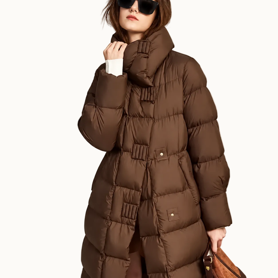 Damen Wintermantel | Langer Steppmantel mit warmer Fütterung, verstellbarer Kapuze und praktischen Taschen für Alltag und Outdoor