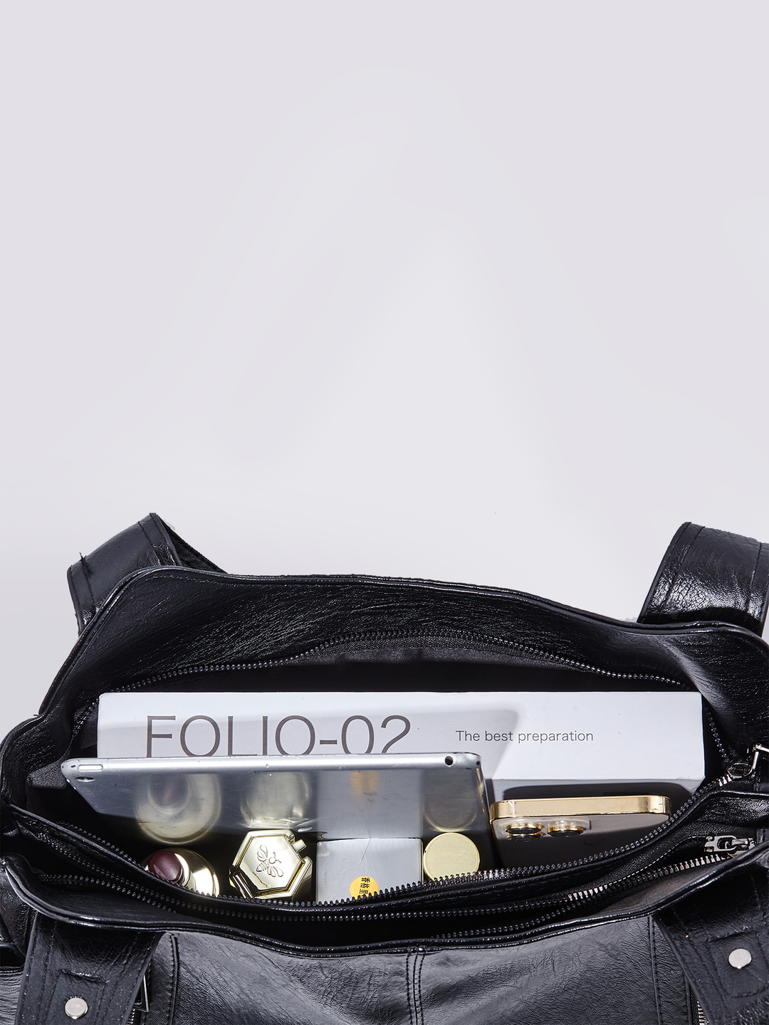 Damen Schultertasche | Große Umhängetasche aus veganem Kunstleder mit Reißverschluss und Laptopfach
