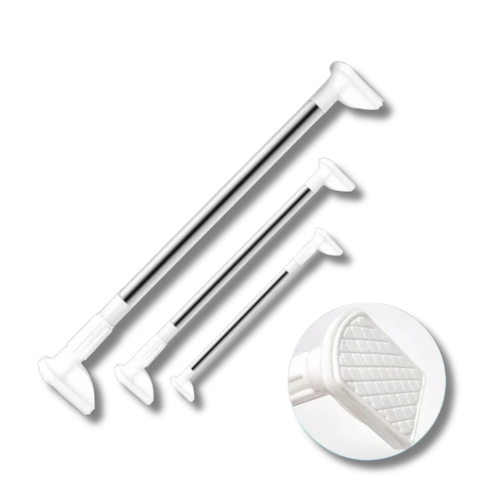 Tige télescopique sans perçage en acier inoxydable | Réglable 70–120 cm | Inoxydable &amp; sans outil | Barre de douche, rideau &amp; vêtements