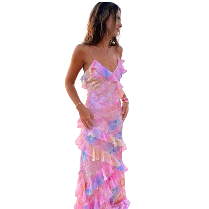 Damen Sommerkleid | Buntes Rüschen-Design | Luftig &amp; vielseitig | Clementine