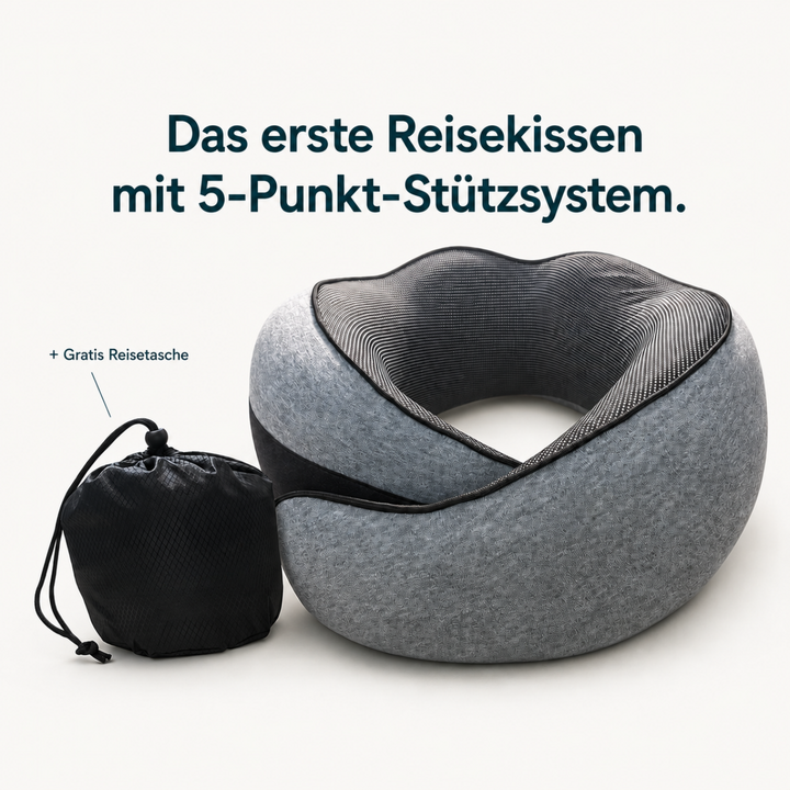 Ergonomisches Reisekissen mit Memory-Schaum | Nackenkissen mit stützender Passform und kompaktem Design für Flugzeug, Zug und Auto