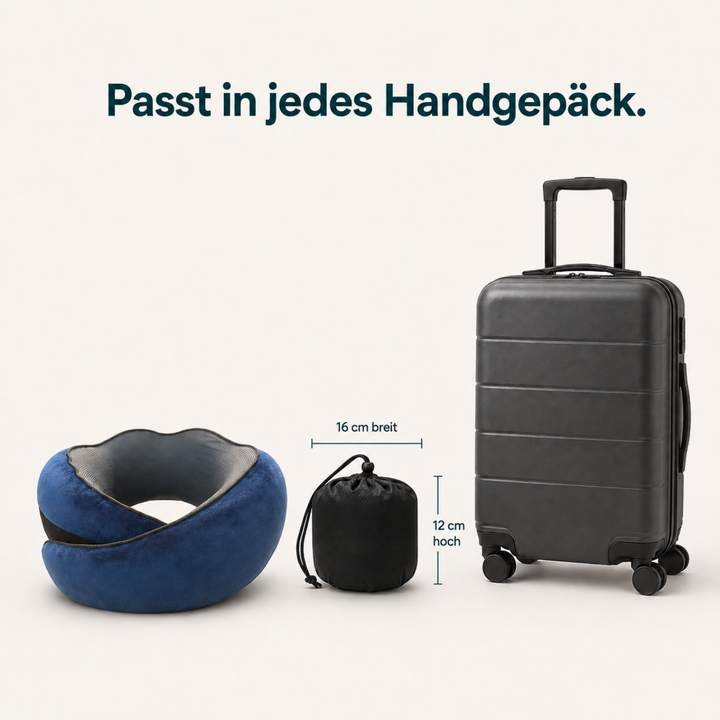 Ergonomisches Reisekissen mit Memory-Schaum | Nackenkissen mit stützender Passform und kompaktem Design für Flugzeug, Zug und Auto