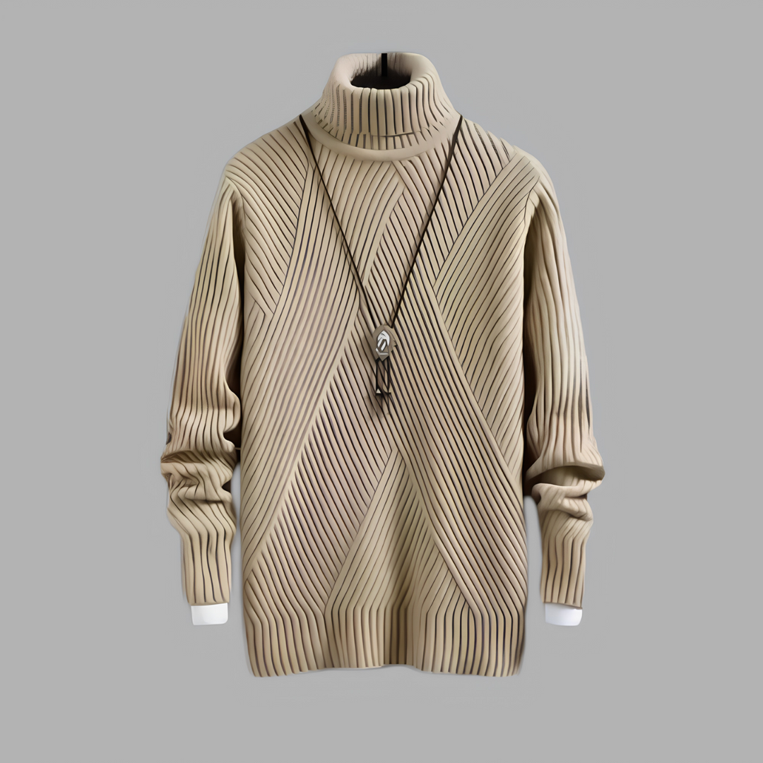 Herren Winter Rollkragenpullover aus Rippstrick | Warmer Pullover mit hohem Kragen, weicher Stoffqualität und lockerer Passform