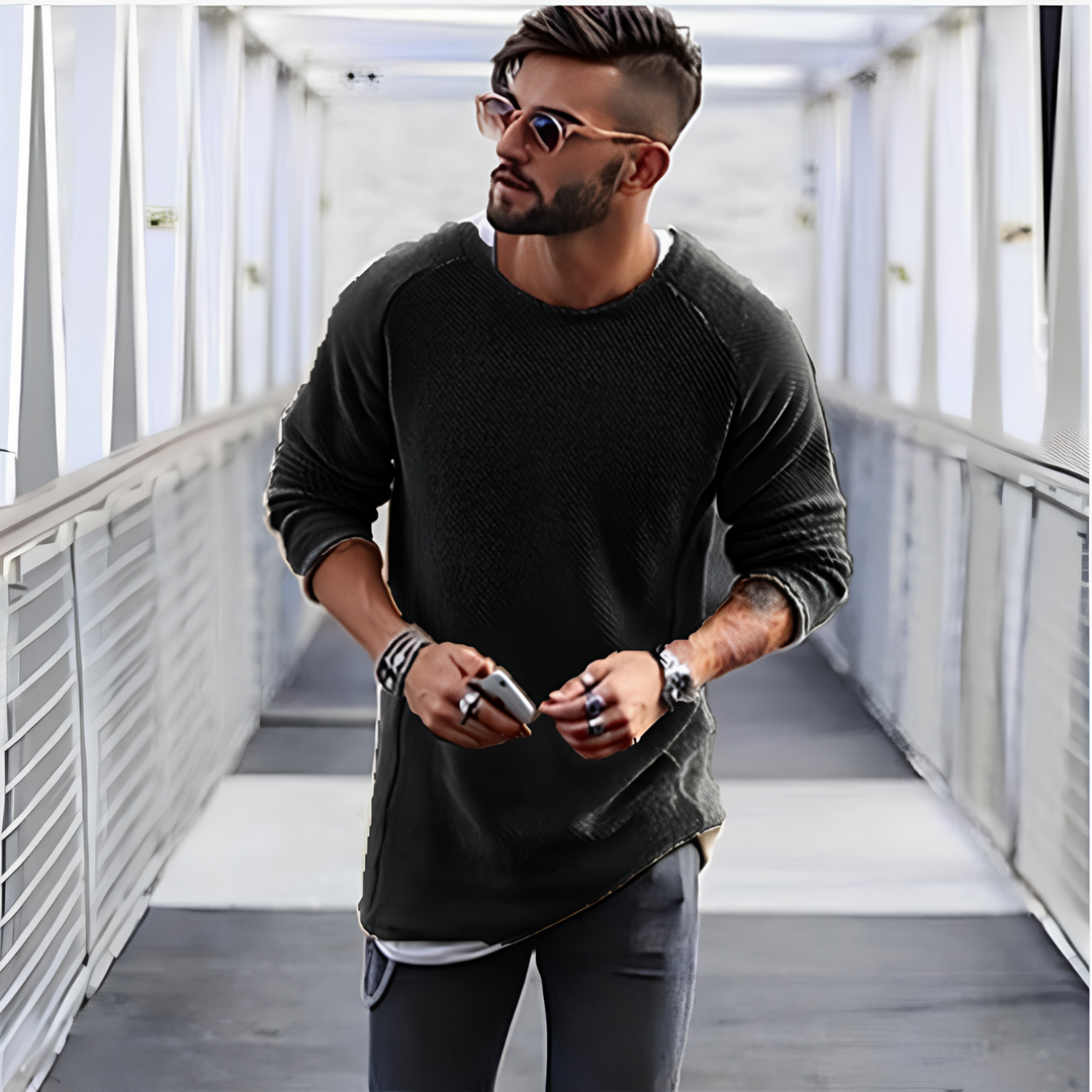 Herren Strickpullover lang | Weicher, atmungsaktiver Pullover mit lockerer Passform und wärmender Strickqualität für Alltag und Freizeit