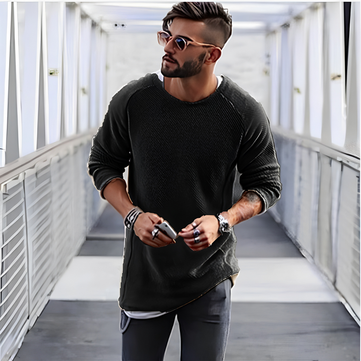 Herren Strickpullover lang | Weicher, atmungsaktiver Pullover mit lockerer Passform und wärmender Strickqualität für Alltag und Freizeit