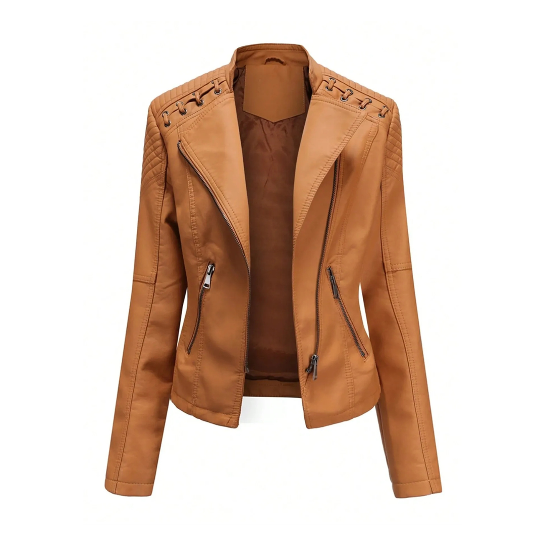 Damen Lederjacke | Modern geschnittene Jacke mit weicher Oberfläche für vielseitige Alltags- und Abendlooks
