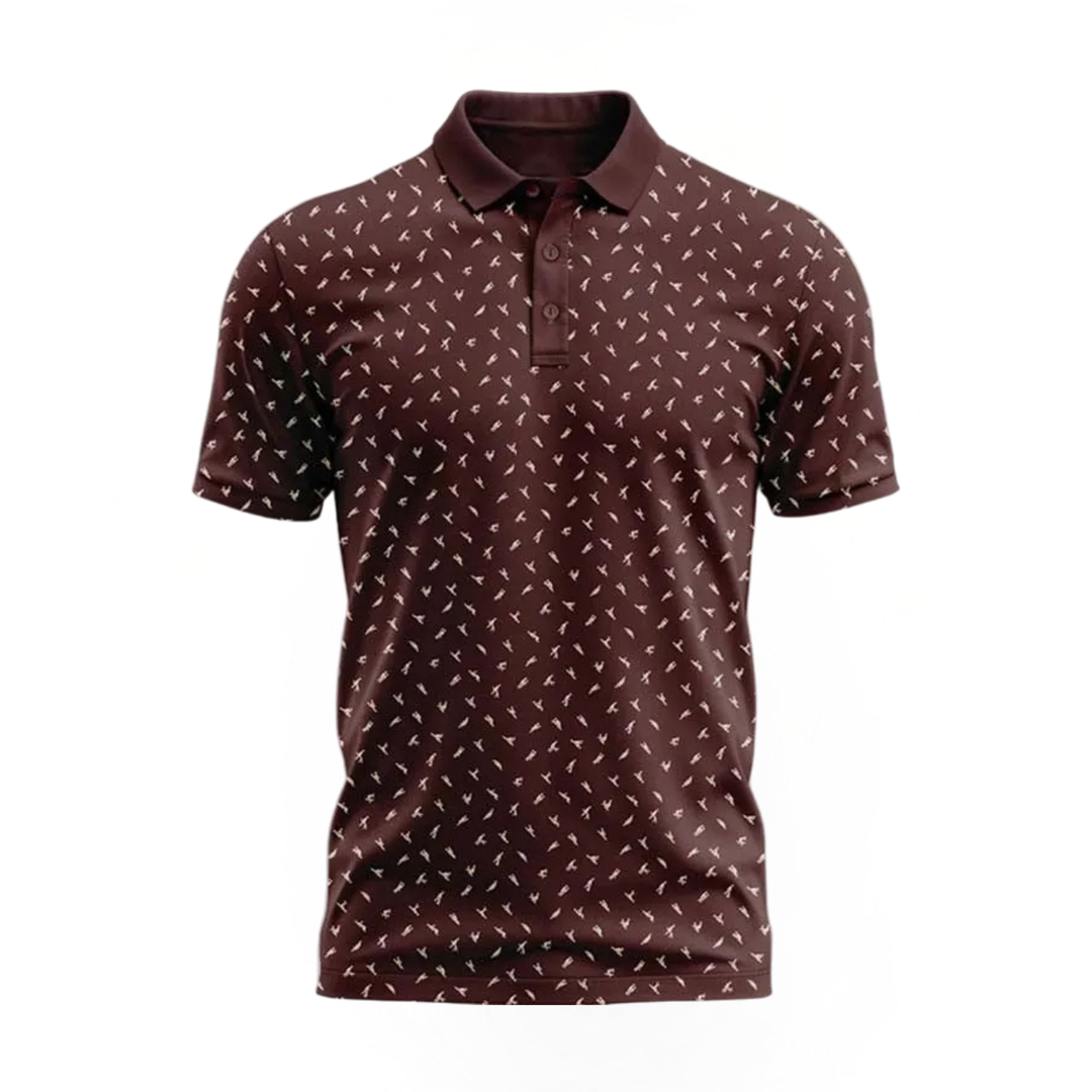 Herren Poloshirt mit Print | Atmungsaktives Stretch Polo im Slim Fit | Freizeitshirt für Alltag, Urlaub &amp; Freizeit