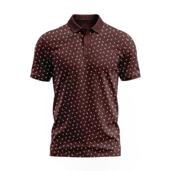 Herren Poloshirt mit Print | Atmungsaktives Stretch Polo im Slim Fit | Freizeitshirt für Alltag, Urlaub &amp; Freizeit