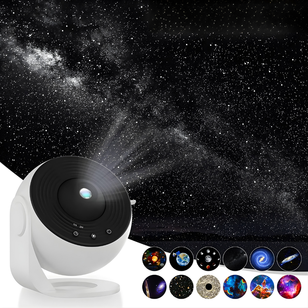 Sternenhimmel Projektor 360° mit Bluetooth-Lautsprecher | RGBW LEDs, Musikmodus &amp; Fernbedienung | Timer 1–4 h, USB-C