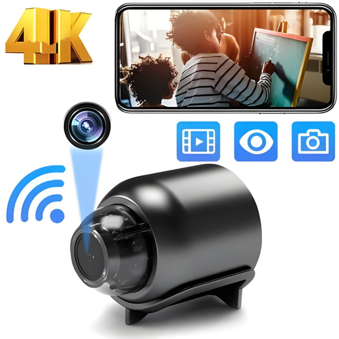 Überwachungskamera | Mini 4K WLAN-Kamera mit Nachtsicht, Bewegungserkennung und App-Steuerung
