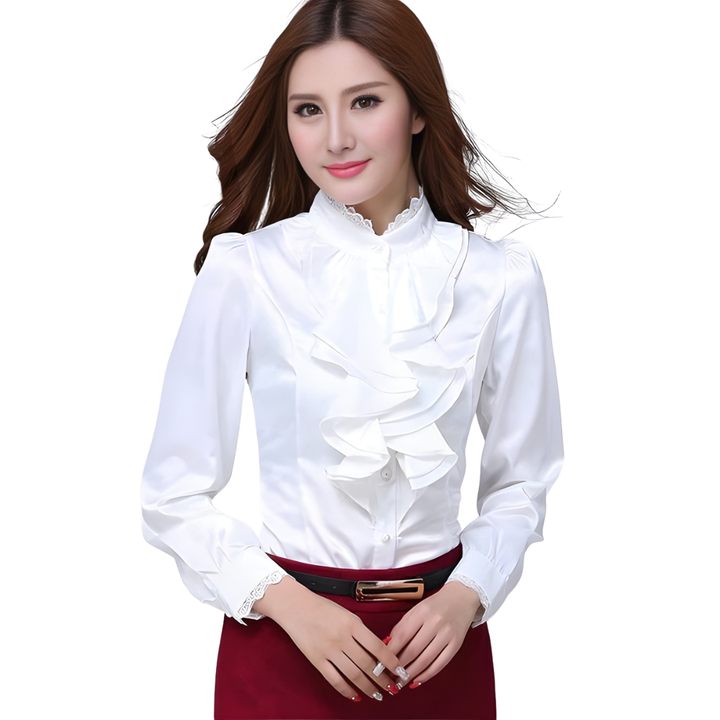 Camicia da donna con volant | Morbida e fluida | Elegante per l’ufficio, versatile da abbinare a jeans e gonna