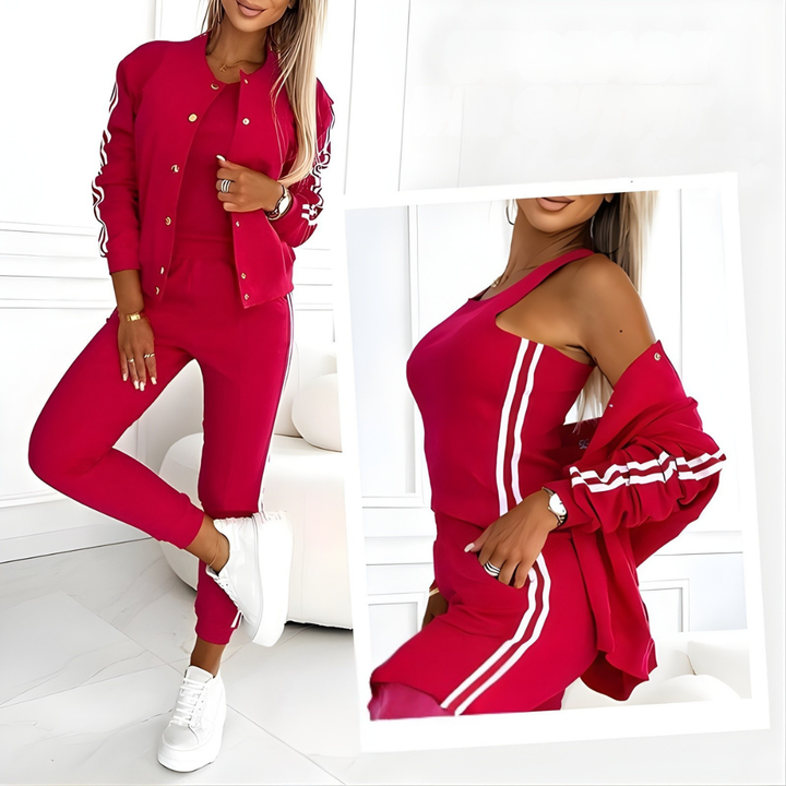 Completo da allenamento donna | 3 pezzi | Giacca da baseball e pantaloni | Grigio