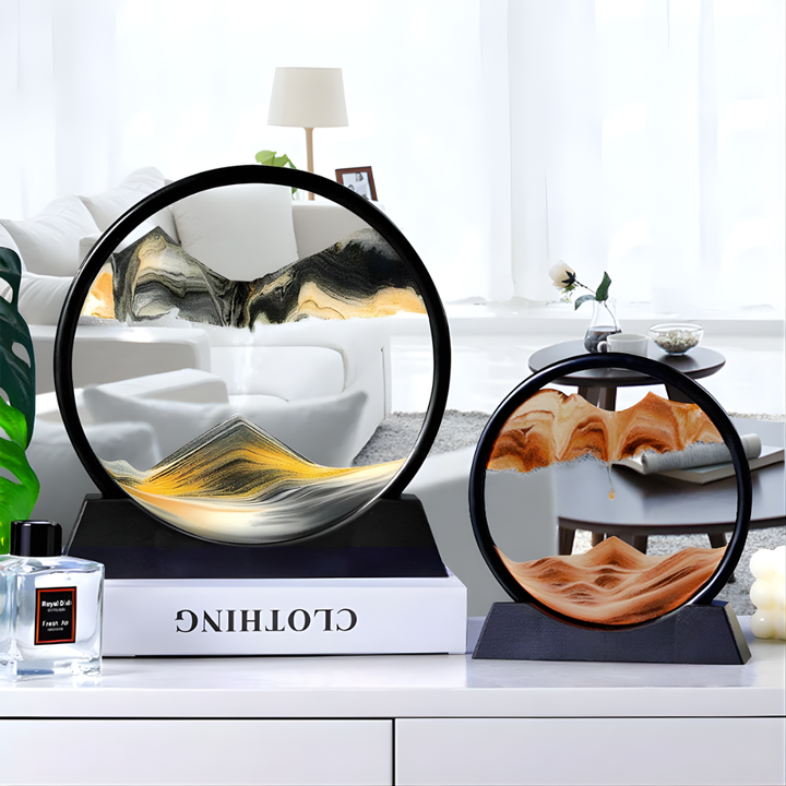 Art du sable animé dans cadre en verre | Décoration relaxante pour bureau &amp; salon | Chaque rotation crée un nouveau motif