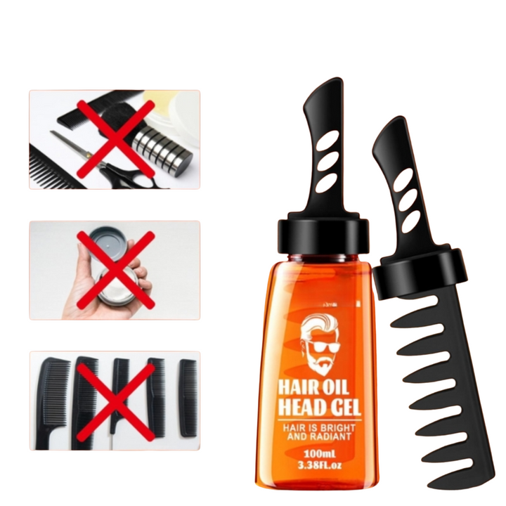 Haarstyling Gel-Kamm 2-in-1 | 100 ml starker Halt ohne Kleben | präziser Auftrag für Volumen &amp; Textur | 1+1 Set