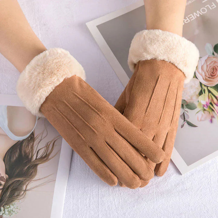 Damen Wildlederhandschuhe für Winter | Warme elegante Handschuhe mit geschmeidiger Oberfläche für Alltag und festliche Anlässe