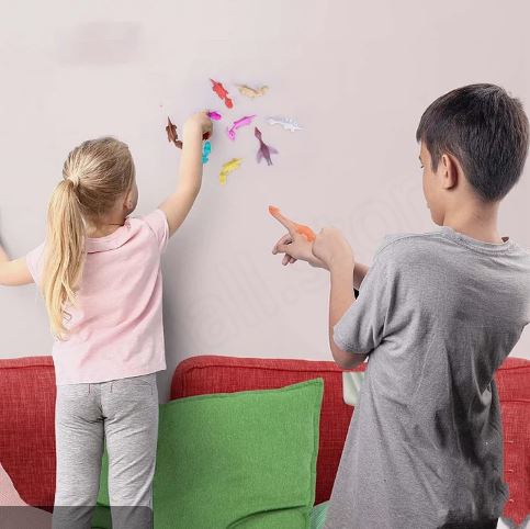 Dinosauruksen heittoliina lelu 5 kpl | Pehmeä TPR-laukaisin tarttuvalla pinnalla | Juhlaherkku sisä- ja ulkokäyttöön | 11,5 cm | Väri satunnainen