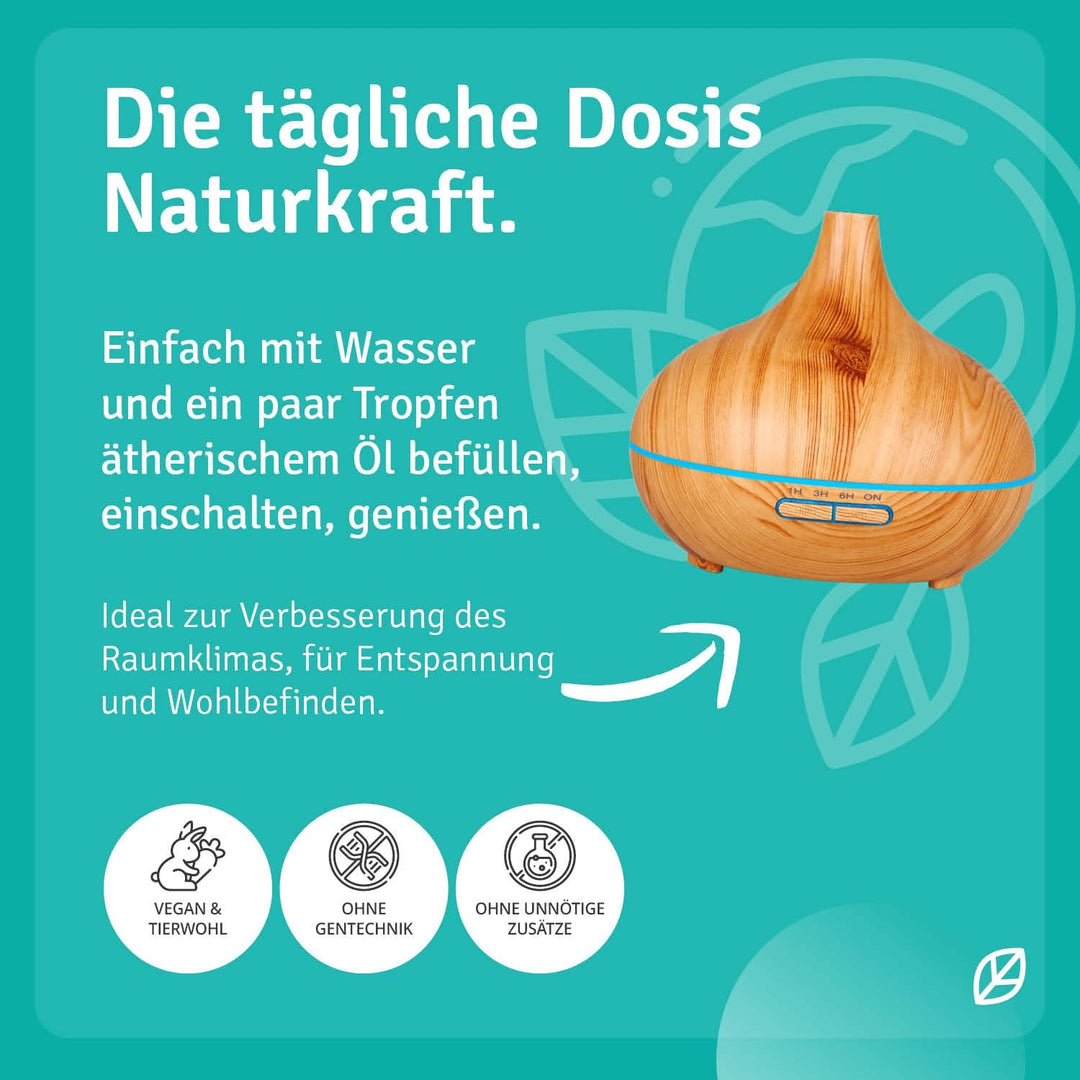 Aromadiffusor | Ultraschall-Diffuser in Holzoptik mit LED