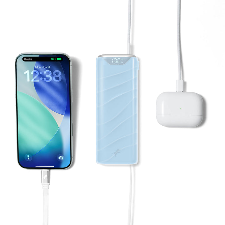 Powerbank 10.000 mAh | Kompakte USB-C-Powerbank mit integriertem, einziehbarem Ladekabel