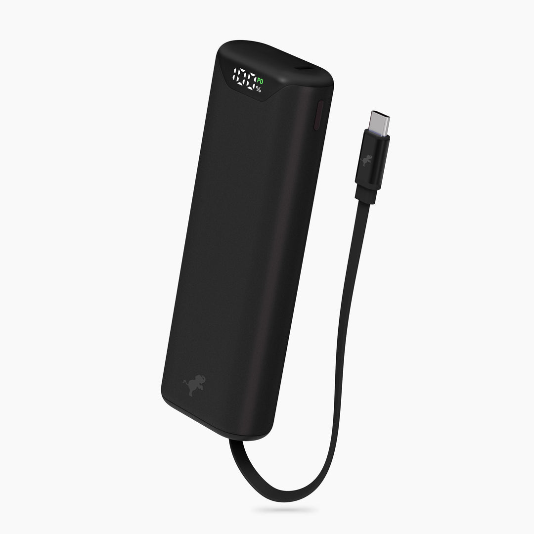 Powerbank 10.000 mAh | Kompakte USB-C-Powerbank mit integriertem, einziehbarem Ladekabel