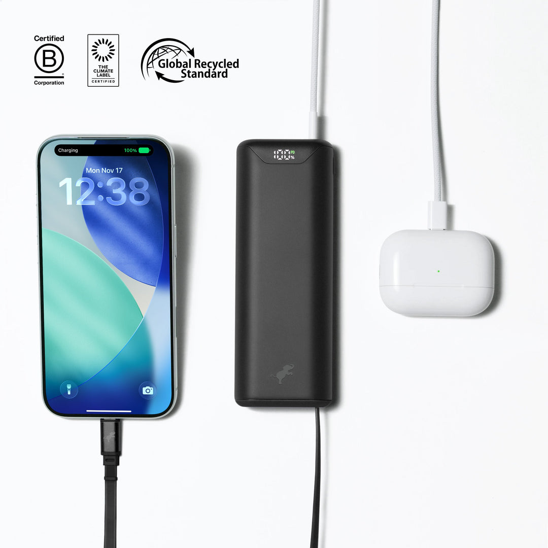 Powerbank 10.000 mAh | Kompakte USB-C-Powerbank mit integriertem, einziehbarem Ladekabel