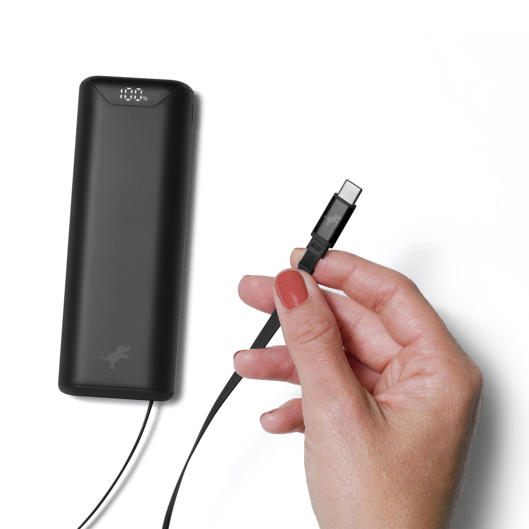 Powerbank 10.000 mAh | Kompakte USB-C-Powerbank mit integriertem, einziehbarem Ladekabel