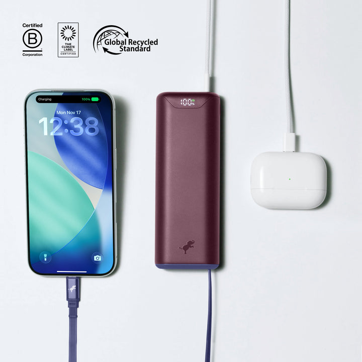 Powerbank 10.000 mAh | Kompakte USB-C-Powerbank mit integriertem, einziehbarem Ladekabel