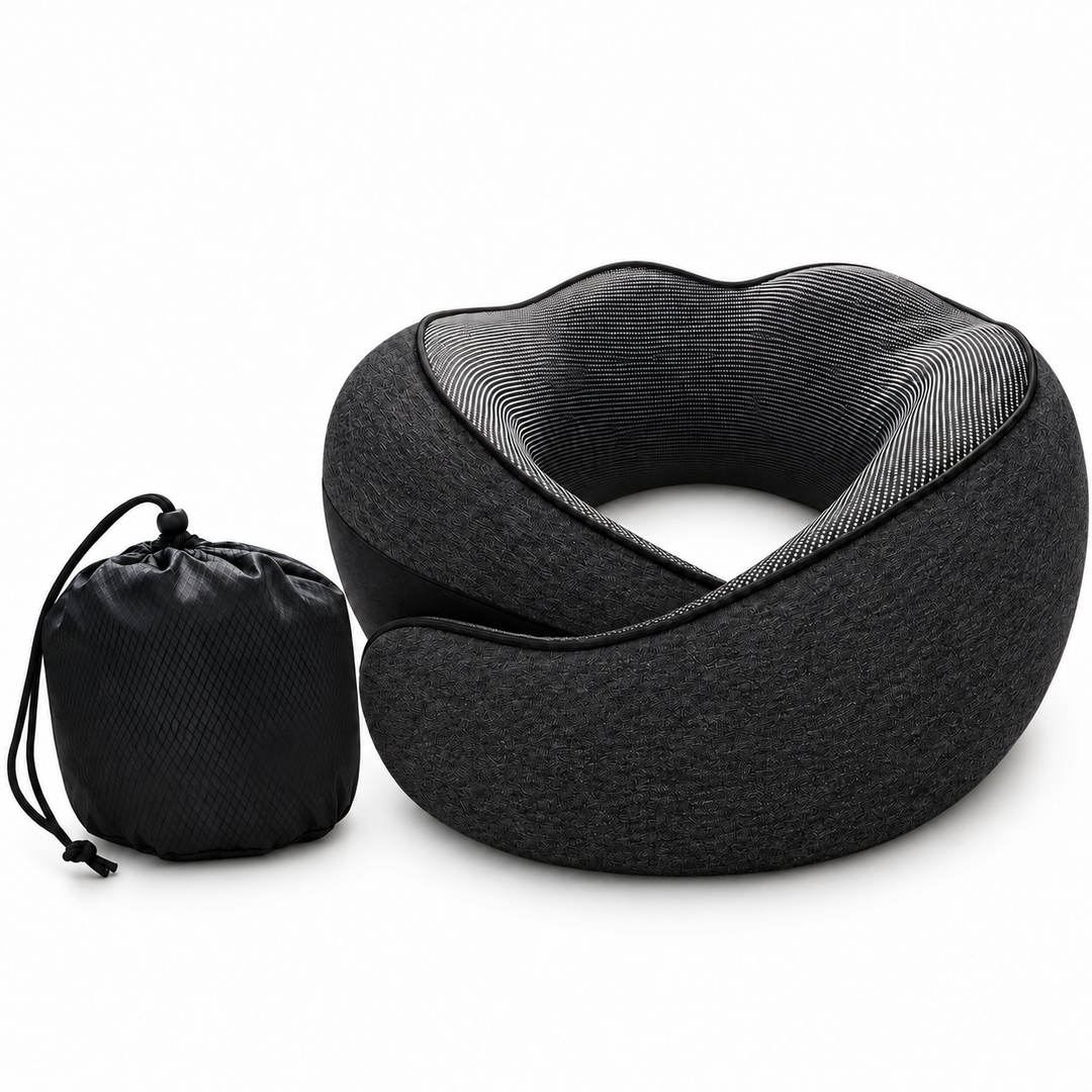 Ergonomisches Reisekissen mit Memory-Schaum | Nackenkissen mit stützender Passform und kompaktem Design für Flugzeug, Zug und Auto