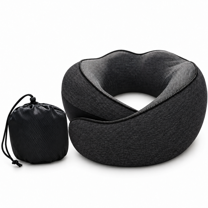 Ergonomisches Reisekissen mit Memory-Schaum | Nackenkissen mit stützender Passform und kompaktem Design für Flugzeug, Zug und Auto