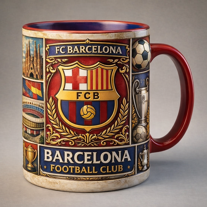 3D Fußball Tasse | 350 ml Keramik-Fanbecher mit Stadion-Relief