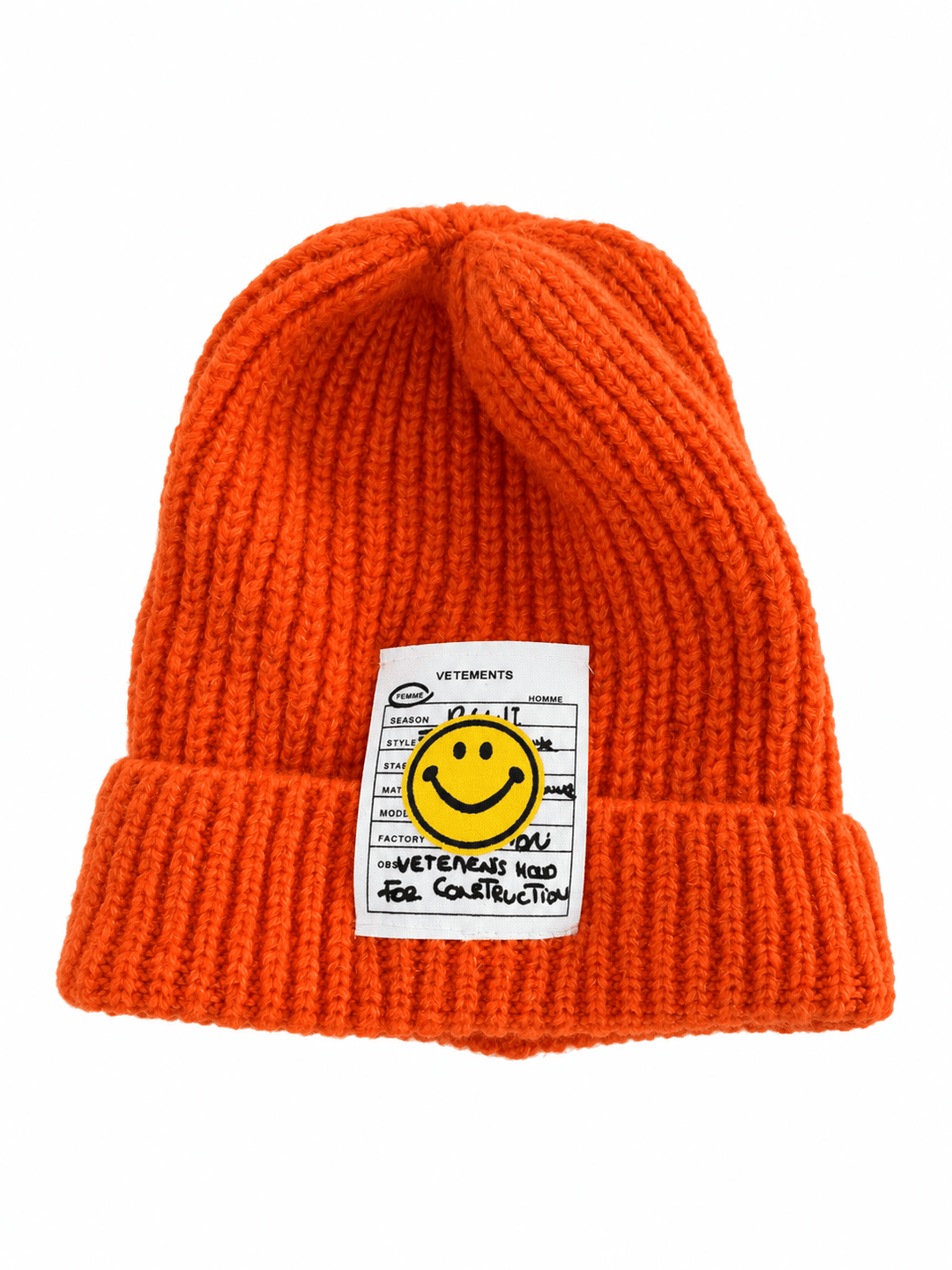 Damen Wollmütze im Rippstrick mit Umschlag | Kuschelig weiche Wintermütze mit Smiley-Patch | Onesize in 8 Farben