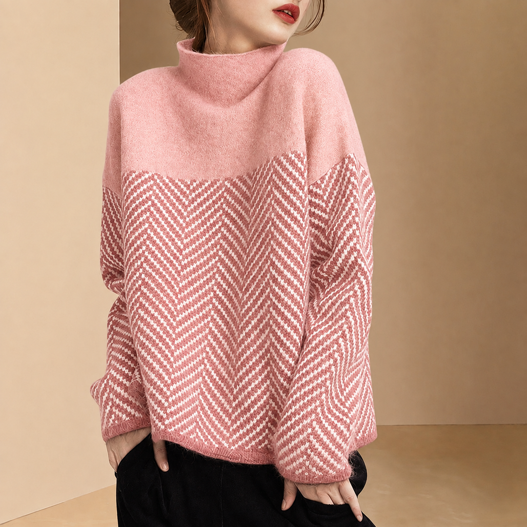 Damen Strickpullover | Gemusterter Winterpullover mit weichem Tragegefühl und vielseitigem Schnitt