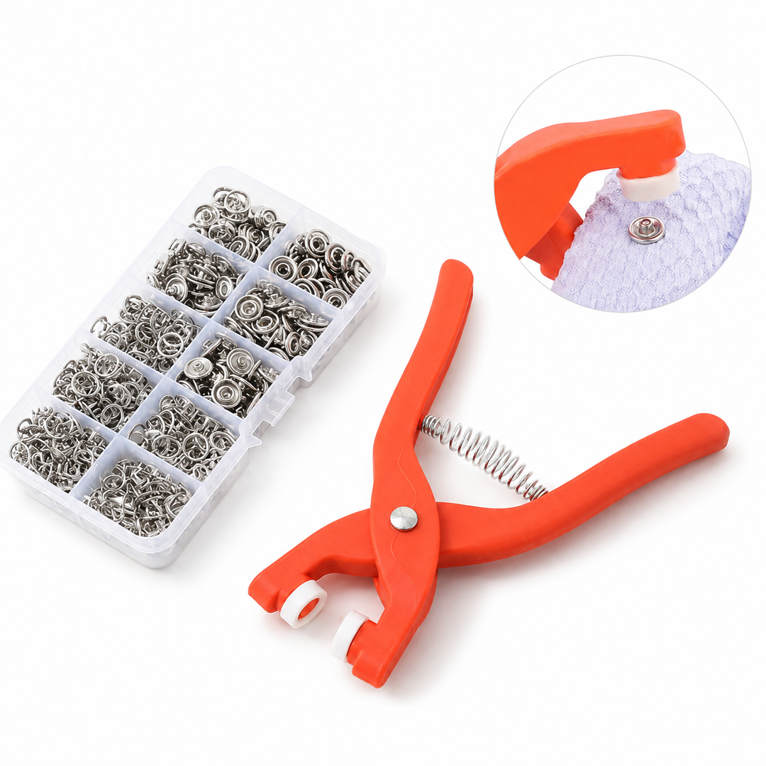 Druckknopf-Set mit Zange | Edelstahl-Druckknöpfe 9,5 mm für Kleidung, Näharbeiten und DIY-Reparaturen