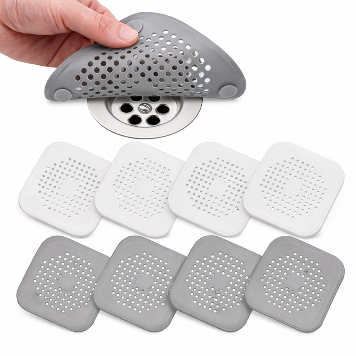Abflusssieb | Silikon-Haarfänger mit Saugnäpfen für Dusche und Waschbecken im 4er-Set