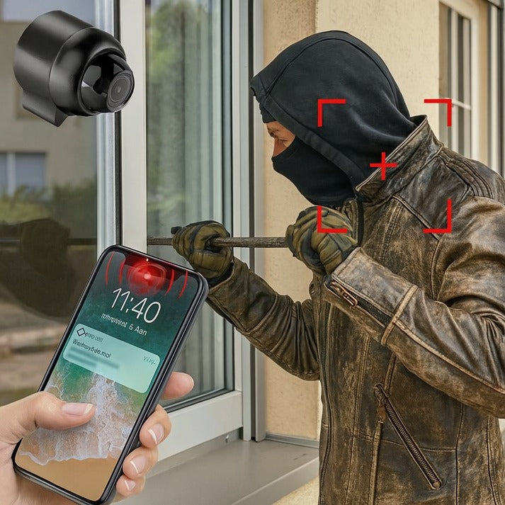 Mini WLAN-Sicherheitskamera mit Nachtsicht | Kabellose Überwachungskamera mit App-Steuerung und Bewegungsalarm