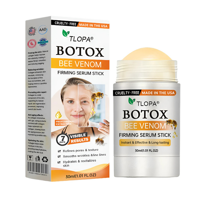 Anti-aging serum stick with bee venom &amp; hyaluronic acid | Peptides for smoother skin | For face &amp; body, moisturizing, 1+1 free