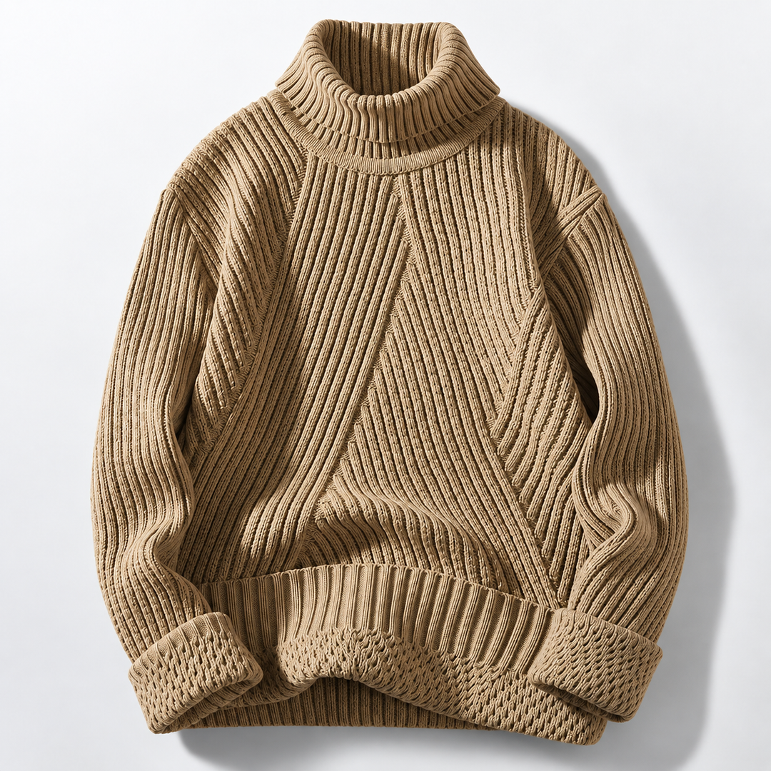 Herren Winter Rollkragenpullover aus Rippstrick | Warmer Pullover mit hohem Kragen, weicher Stoffqualität und lockerer Passform