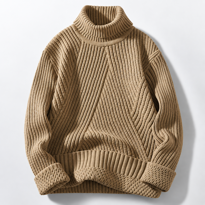 Herren Winter Rollkragenpullover aus Rippstrick | Warmer Pullover mit hohem Kragen, weicher Stoffqualität und lockerer Passform