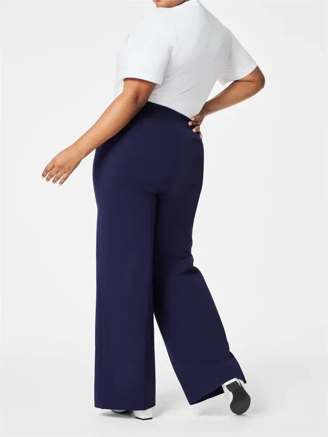 Damen Schlaghose mit Hoher Taille | Formender Ponte-Stoff | Weites Bein &amp; Komfort-Stretch | Elegant &amp; Figurbetonend